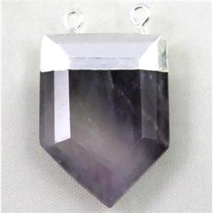 amethyst pendant, bullet, silver plated, approx 20-30mm