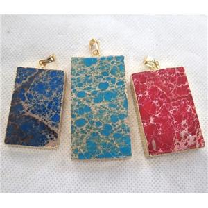 Sea Sediment Jasper pendant, rectangle, mixed color, approx 20-50mm