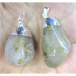 Rutilated Quartz pendant, freeform, approx 15-30mm