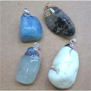 mix gemstone pendant, freeform, approx 15-30mm