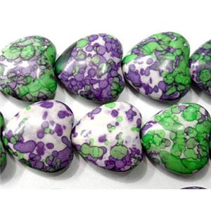 Rain colored stone bead, stability, heart, 20mm wide, approx 21pcs per st