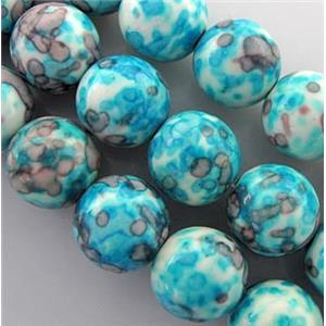 rainforest stone beads, aqua, stability, round, 16mm dia, approx 25pcs per st