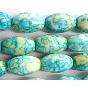 Rain colored stone bead, stability, 8x14mm, approx 28pcs per st