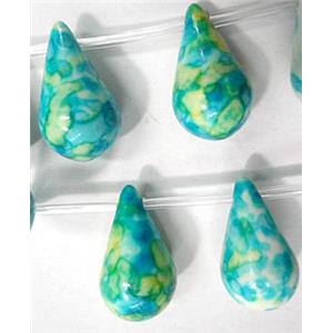 rainforest beads, aqua, stability, teardrop, 10x18mm, approx 22pcs per st