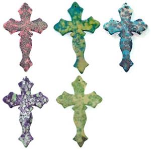 Rain colored stone pendant, stability, cross, mixed, 50x80mm