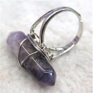 amethyst ring, wire wrapped, approx 20-30mm