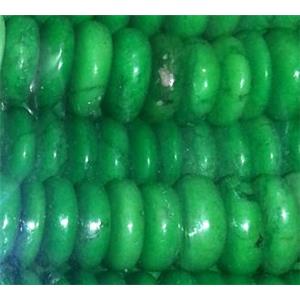 green synthetic Turquoise heishi beads, approx 3x6mm, 16 inch length