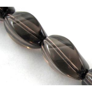 Smoky Quartz beads, twist, 8x16mm, approx 24pcs per st, grade A