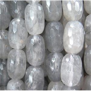 natural cloudy quartz beads, faceted barrel, approx 15x30mm