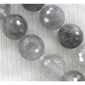 Cloudy Quartz beads, faceted round, Grade-AB, approx 12mm dia, 31pcs per st