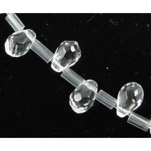 Natural Clear Quartz Bead, faceted teardrop, 6x9mm, approx 41pcs per st, A grade