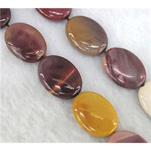 Mookaite stone Beads, flat oval, approx 10x14mm, 15.5 inches