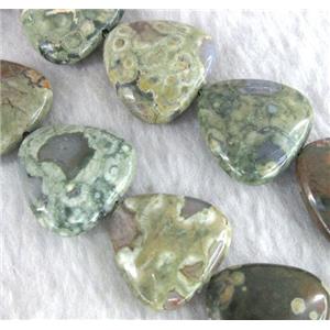 natural Rhyolite Jasper bead, triangle, green, approx 20x20x20mm