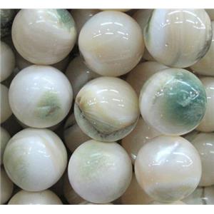 natural Tridacna Shell Beads, round, approx 12mm dia, 16 inches