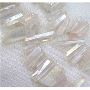 clear quartz bead, stick, AB color, approx 10-40mm