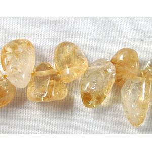 Citrine beads, freeform Teardrop, Tip-Drilled, 4-5mm wide,7-10mm length, 16 inch length