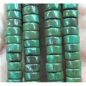 Turquoise beads, green, heshi, stabilized, approx 3x6mm