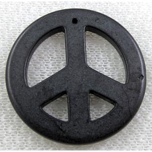 Turquoise Peace sign, pendant, dye, 34mm dia