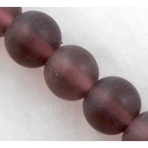 sea glass beads, round, matte, purple, 4mm dia, 80pcs per st