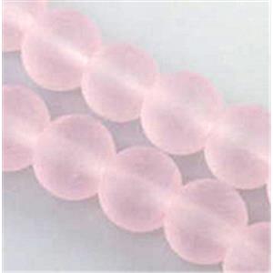 matte glass beads, round, pink, 8mm dia, 50pcs per st