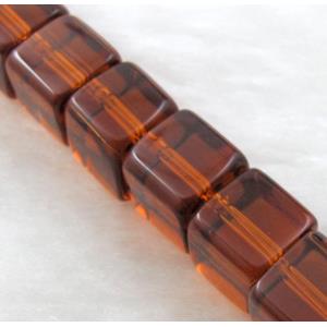 Glass Cube Beads, deep-coffee, 8x8mm,40pcs per st