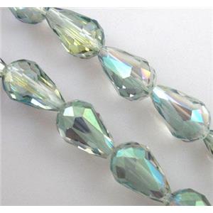 chinese crystal glass bead, faceted drip, 10x15mm