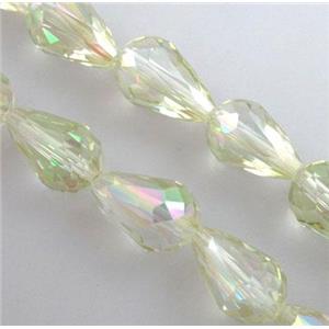 chinese crystal glass bead, faceted drip, 10x15mm