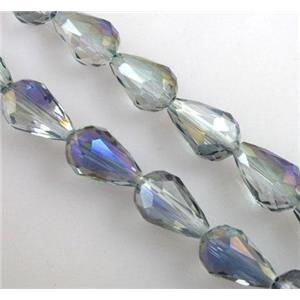 chinese crystal glass bead, faceted drip, 10x15mm