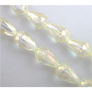 chinese crystal glass bead, faceted drip, 10x15mm