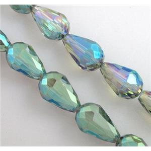 chinese crystal glass bead, faceted drip, 10x15mm