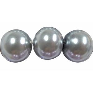 Round Glass Pearl Beads, grey, 6mm dia, 150 beads/strand