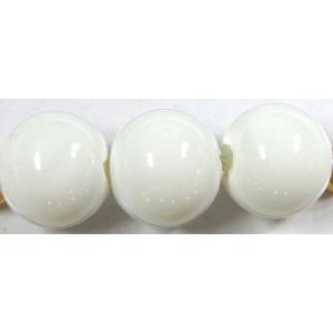 Round Glass Pearl Beads, milk-white, 8mm dia, 110 beads/strand