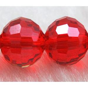 Crystal Glass Beads, 96 faceted round, ruby, 8mm dia