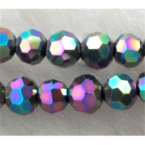 Chinese Glass Crystal Beads, Faceted Round, rainbow, 4mm dia, approx 100pcs per st