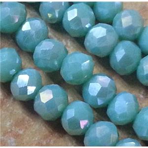 Chinese crystal glass bead, faceted rondelle, AB color, approx 3x4mm dia, 135pcs per st