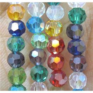 Chinese crystal glass bead, faceted round, 4mm dia, 100pcs per st