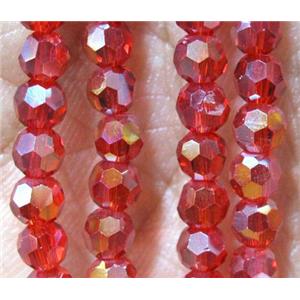 Chinese crystal glass bead, faceted round, 4mm dia, 100pcs per st