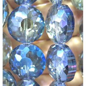 Chinese crystal glass bead, faceted flat round, approx 18mm dia, 18pcs per st