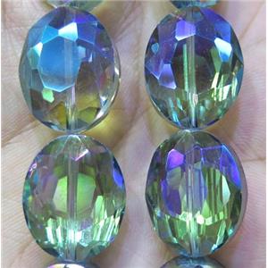 Chinese crystal glass bead, faceted oval, approx 16x20mm, 18pcs per st