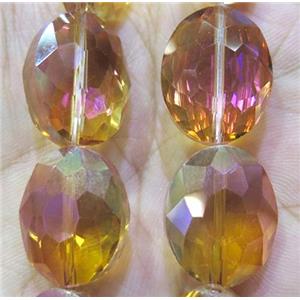 Chinese crystal glass bead, faceted oval, approx 16x20mm, 18pcs per st