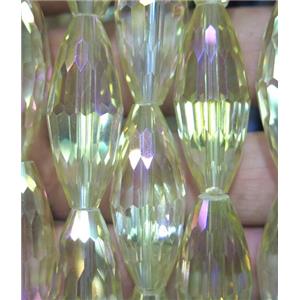 Chinese crystal glass bead, faceted rice, approx 13x32mm, 10pcs per st