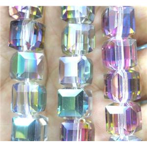 chinese crystal glass bead, faceted cube, approx 10x10mm, 40pcs per st