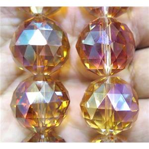 chinese crystal glass bead, faceted round, approx 20mm dia, 12pcs per st