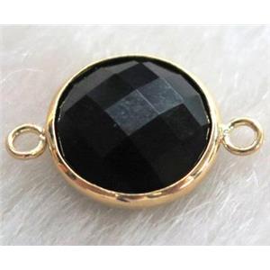 black Chinese crystal glass connector Button, approx 16mm dia