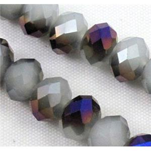 glass crystal bead, faceted wheel, half plated AB color, approx 8mm, 72pcs per st