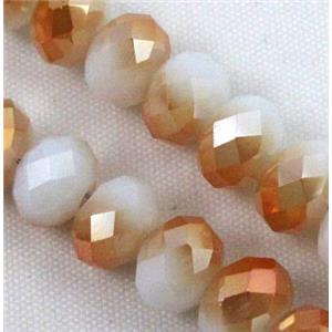 glass crystal bead, faceted wheel, half plated AB color, approx 10mm, 72pcs per st