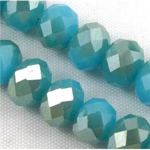 glass crystal bead, faceted wheel, half plated AB color, approx 4mm, 150pcs per st