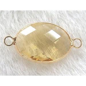 chinese crystal glass connector, faceted oval, approx 15x22mm