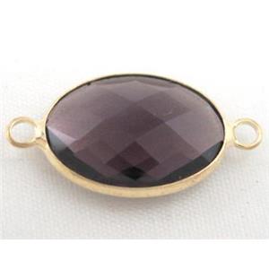 chinese crystal glass connector, faceted oval, approx 15x22mm