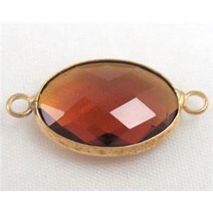 chinese crystal glass connector, faceted oval, approx 15x22mm